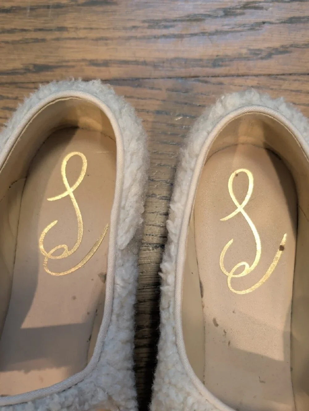 Cream Faux-Shearling Mary Jane Flats